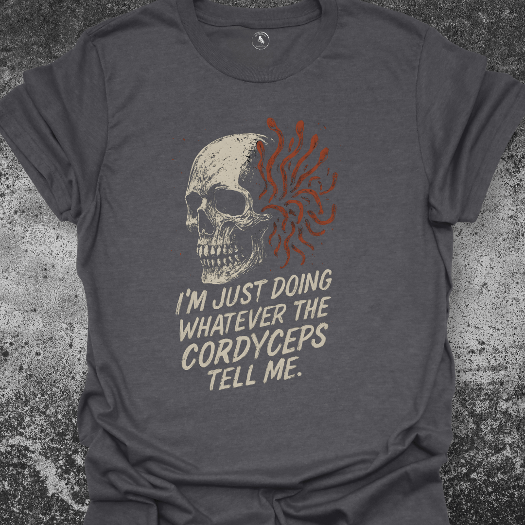 T-Shirt Dark Heather / S Cordyceps Skull Horror Tee