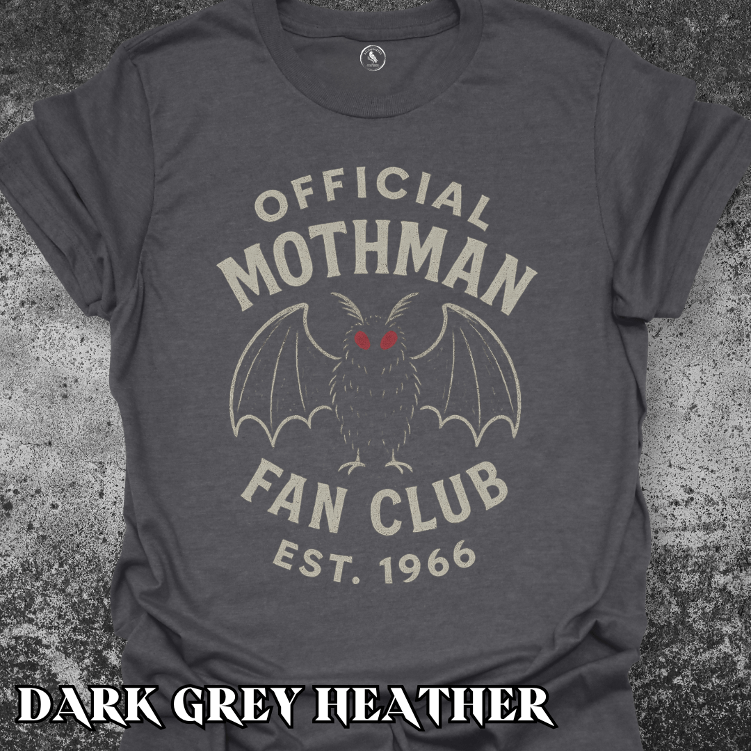 T-Shirt Dark Heather / S Funny Mothman Fan Club Cryptid T‑Shirt – Dark Humor Gift Tee