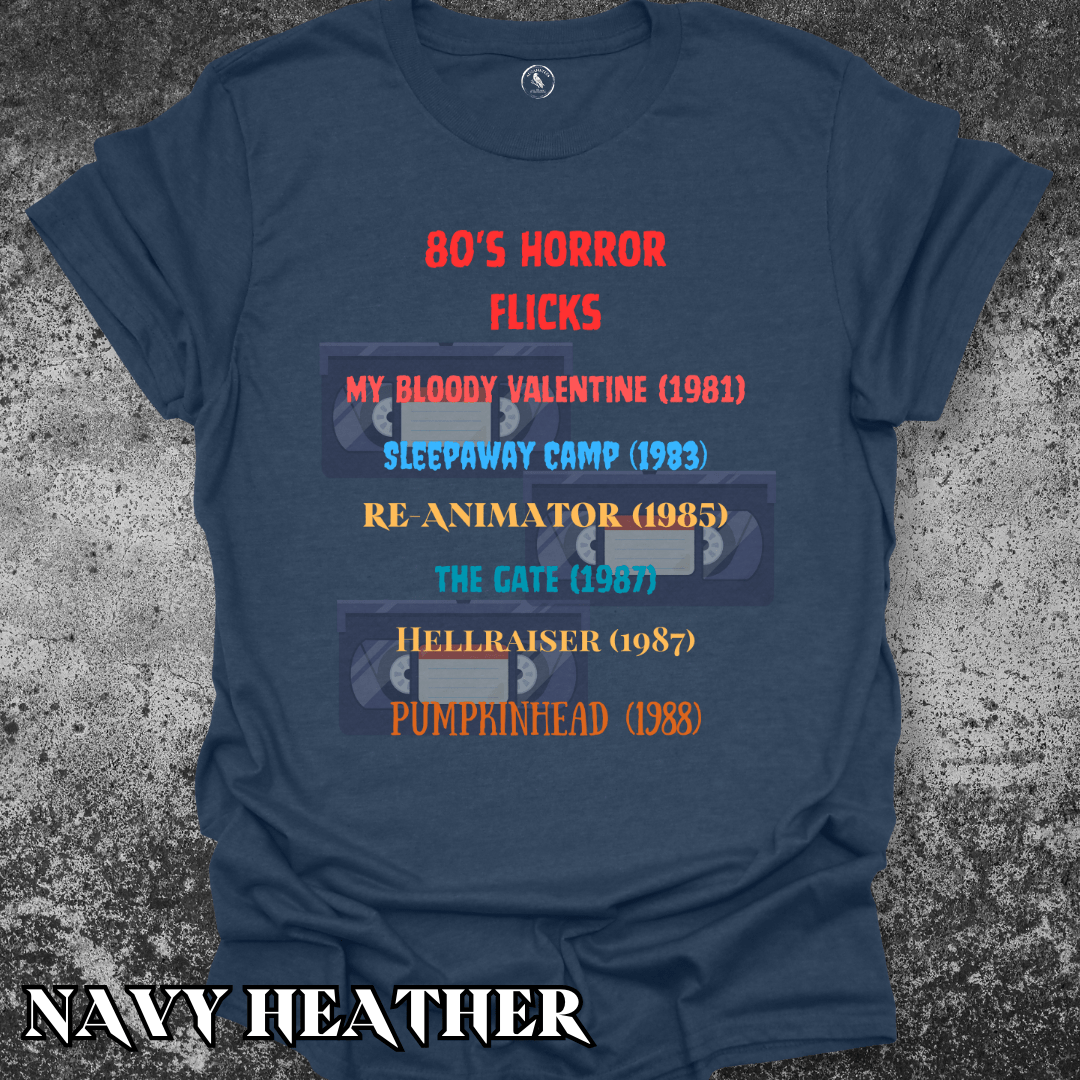 T-Shirt Navy Heather / S 80s Horror Flicks Tee
