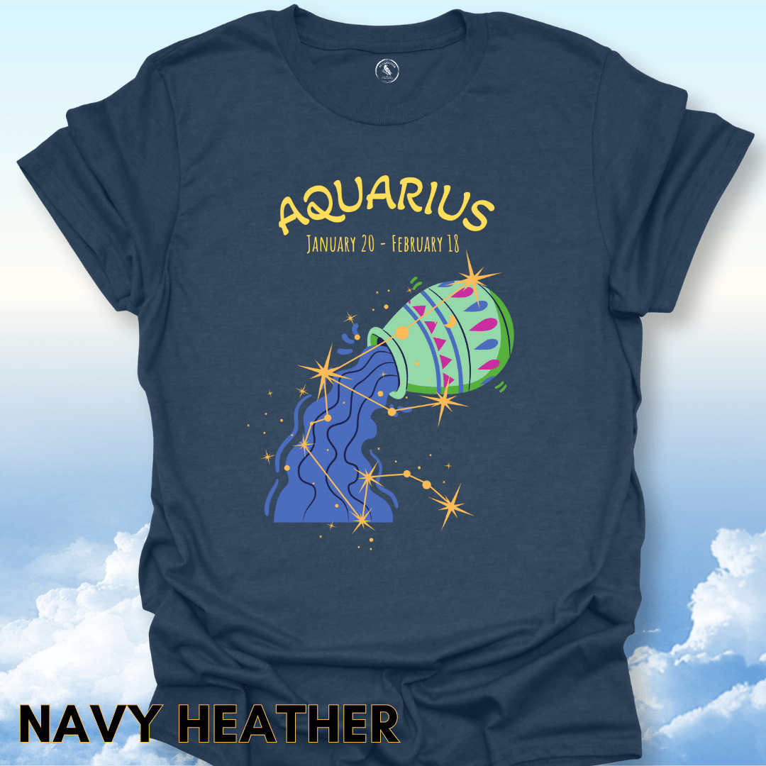 T-Shirt Navy Heather / S Aquarius Zodiac Tee