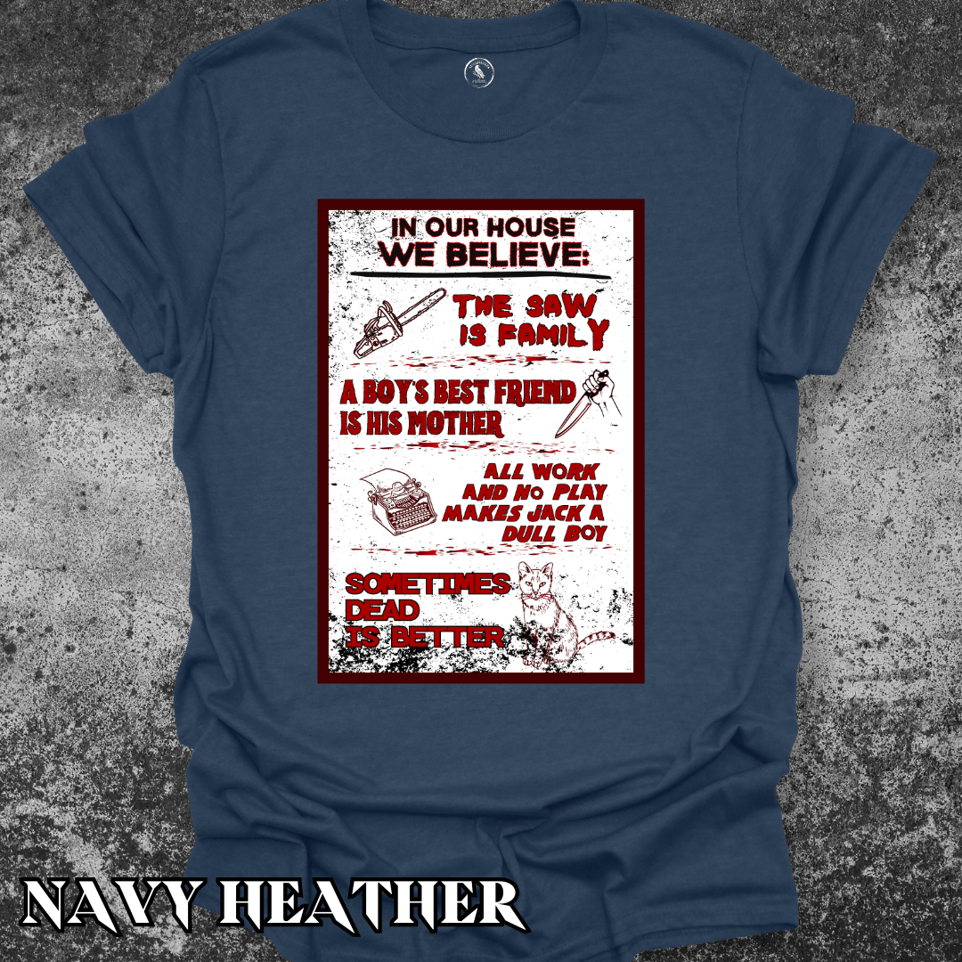 T-Shirt Navy Heather / S Horror House Rules Tee