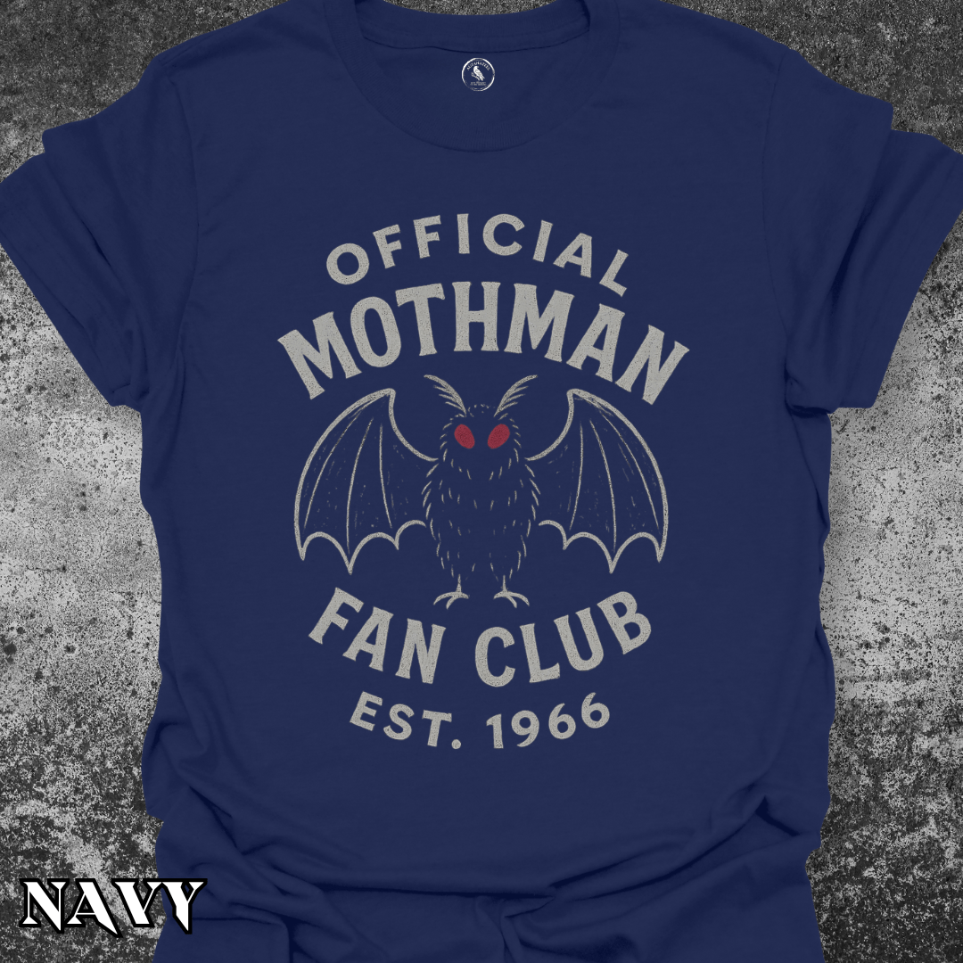 T-Shirt Navy / S Funny Mothman Fan Club Cryptid T‑Shirt – Dark Humor Gift Tee