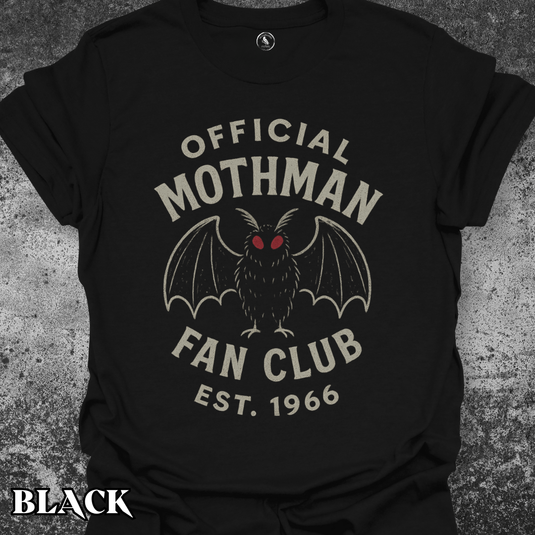 T-Shirt Black / S Funny Mothman Fan Club Cryptid T‑Shirt – Dark Humor Gift Tee