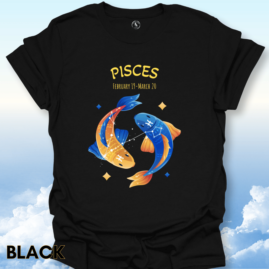 T-Shirt Black / S Pisces Zodiac Tee
