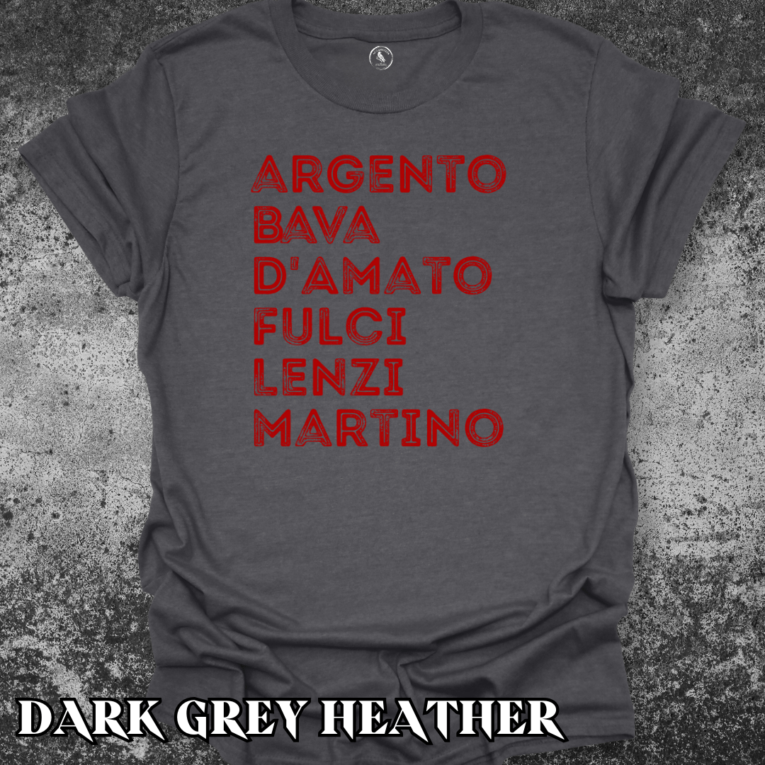 T-Shirt Dark Grey Heather / S Italian Horror and Giallo Directors Tee