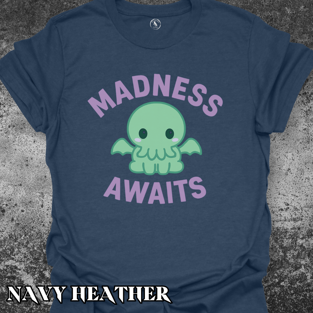 T-Shirt Navy Heather / S Cthulhu Madness Awaits Tee