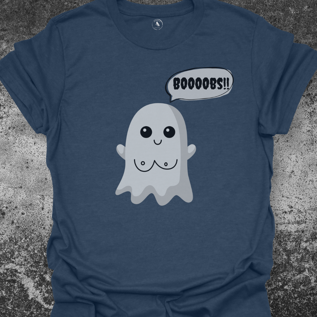 T-Shirt Navy Heather / S Funny Ghost “Booobs” Tee
