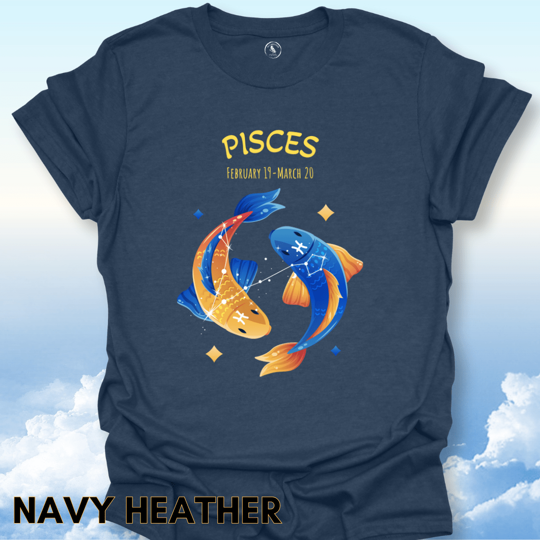T-Shirt Navy Heather / S Pisces Zodiac Tee