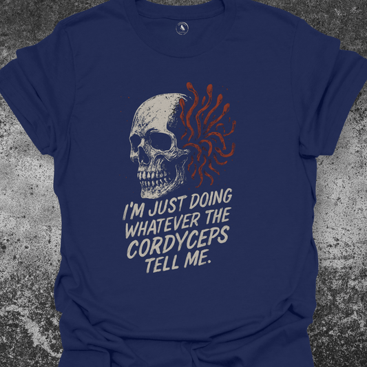 T-Shirt Navy / S Cordyceps Skull Horror Tee